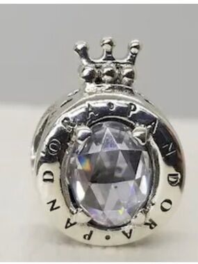 Pandora Silver Crown Charm with Clear Crystal